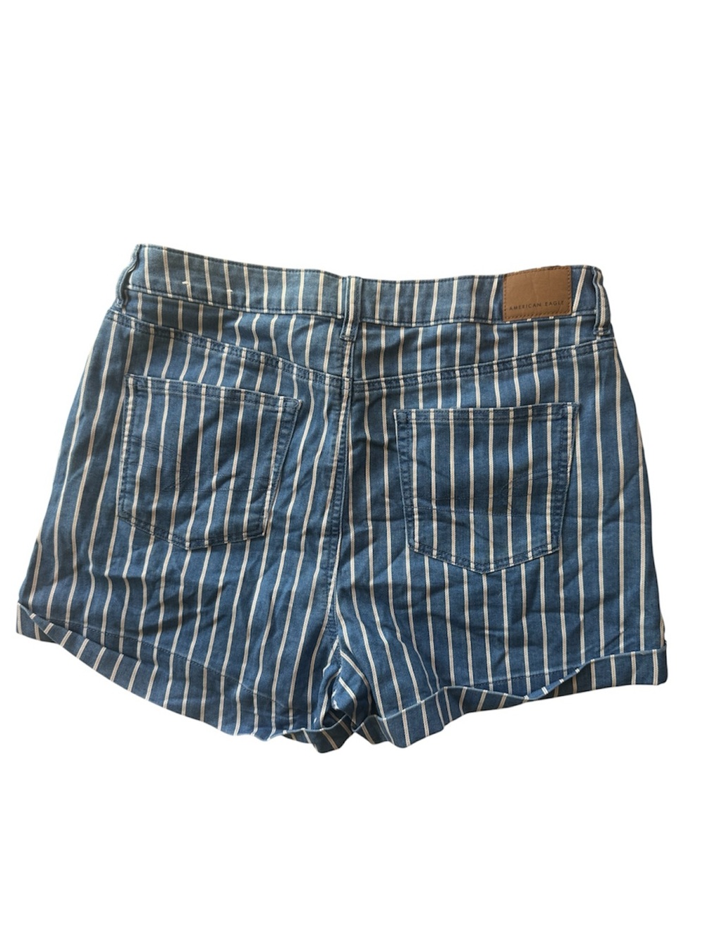 AE Red , White & Blue Stripe Soft Cotton Denim Shorts-  10 - Picture 4 of 7